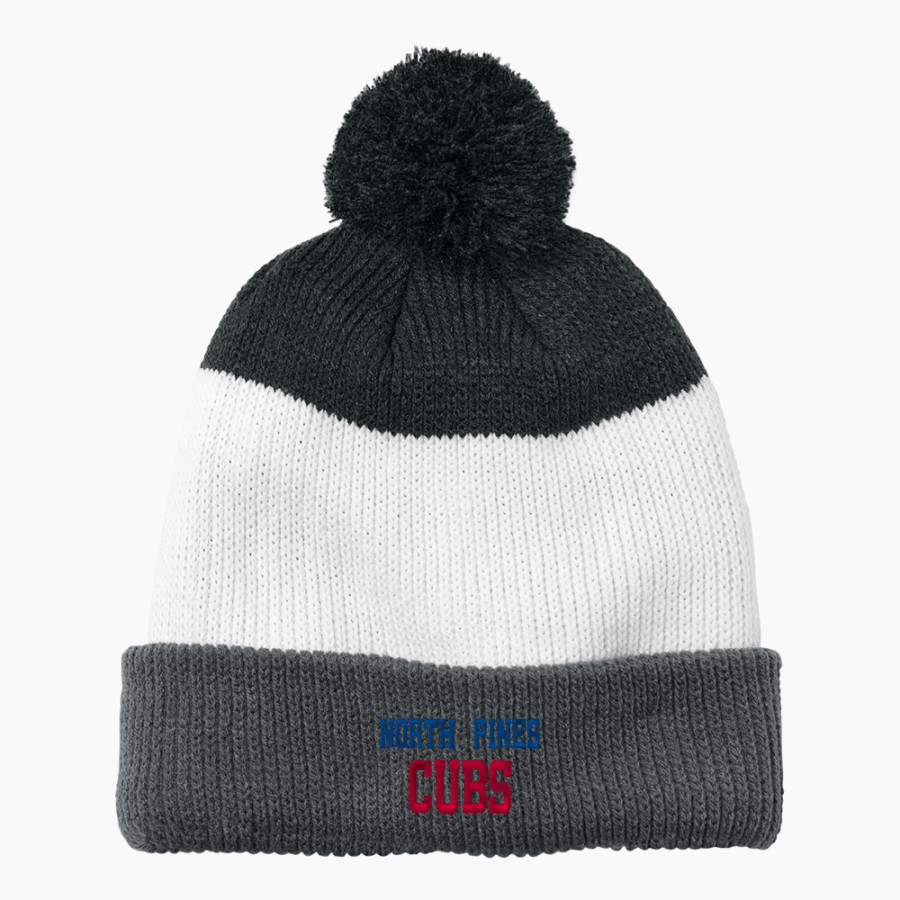 NORTH PINES CUBS Port Authority Cozy Striped Pom Beanie