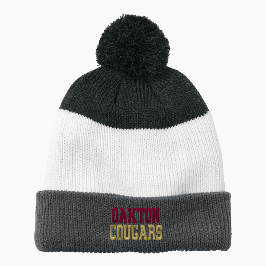 OAKTON HIGH SCHOOL COUGARS Port Authority Cozy Striped Pom Beanie