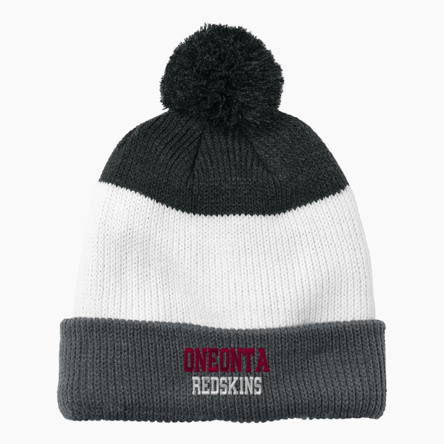 Oneonta Redskins <span class="pdp-name-mascot">Oneonta Redskins</span> Port Authority Cozy Striped Pom Beanie