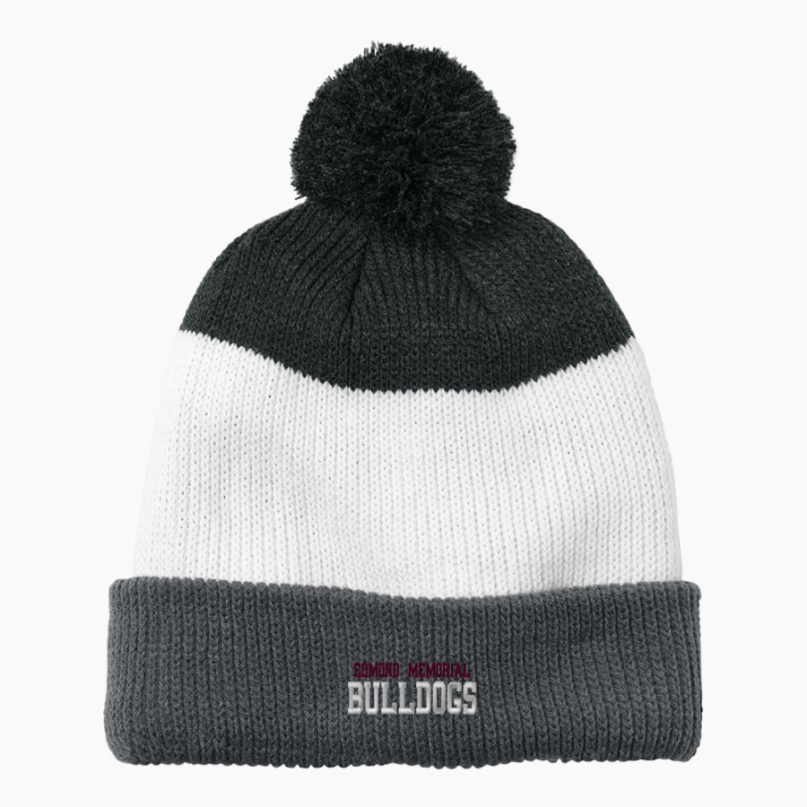 EDMOND MEMORIAL HIGH SCHOOL BULLDOGS <span class="pdp-name-mascot">EDMOND MEMORIAL BULLDOGS</span> Port Authority Cozy Striped Pom Beanie