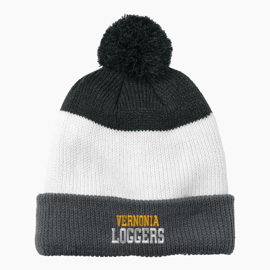 Vernonia Loggers <span class="pdp-name-mascot">Vernonia Loggers</span> Port Authority Cozy Striped Pom Beanie