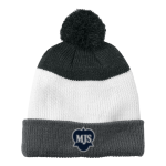 Mayfield Junior School Mustangs Online Store <span class="pdp-name-mascot">Mayfield Mustangs</span> Port Authority Cozy Striped Pom Beanie Front Thumbnail
