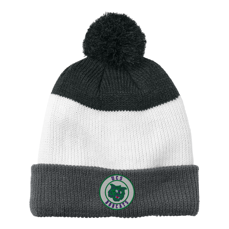 UCS Bobcats <span class="pdp-name-mascot">Underhill Central School Bobcats</span> Port Authority Cozy Striped Pom Beanie