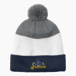 Andrew Tigers <span class="pdp-name-mascot">Andrew College Tigers</span> Port Authority Cozy Striped Pom Beanie Front Thumbnail