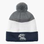 Marin Catholic Wildcats Port Authority Cozy Striped Pom Beanie Front Thumbnail
