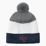 Medford Tech Jaguars Port Authority Cozy Striped Pom Beanie Front Thumbnail
