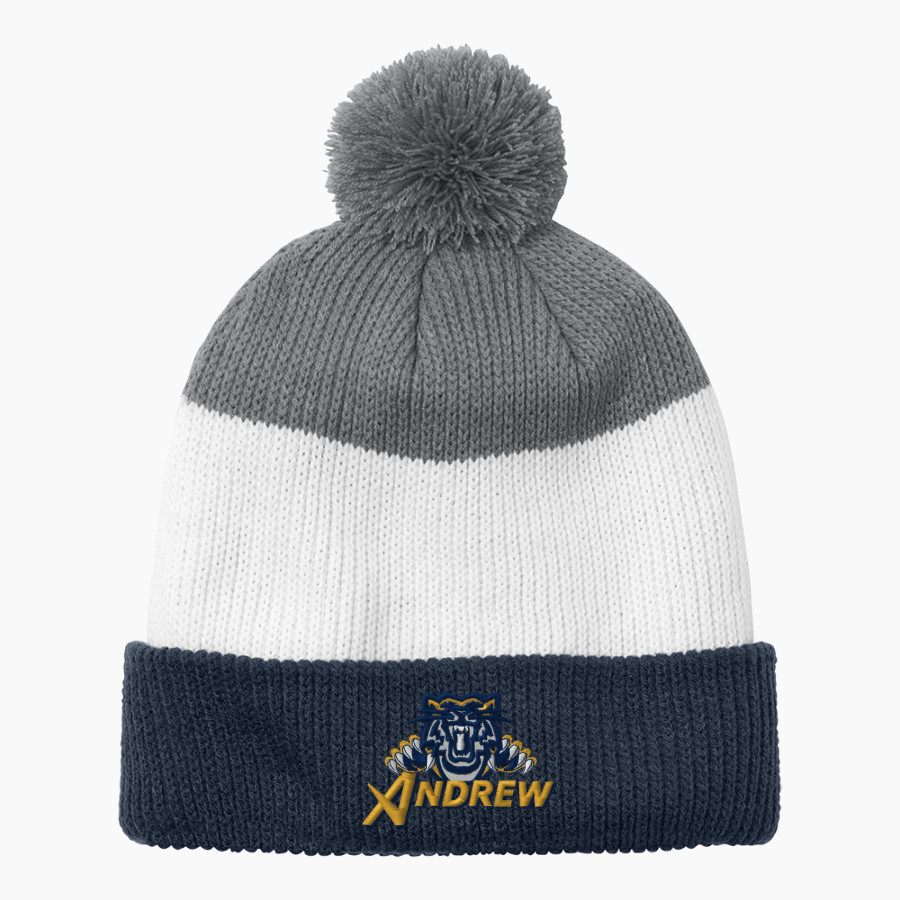 Andrew Tigers <span class="pdp-name-mascot">Andrew College Tigers</span> Port Authority Cozy Striped Pom Beanie