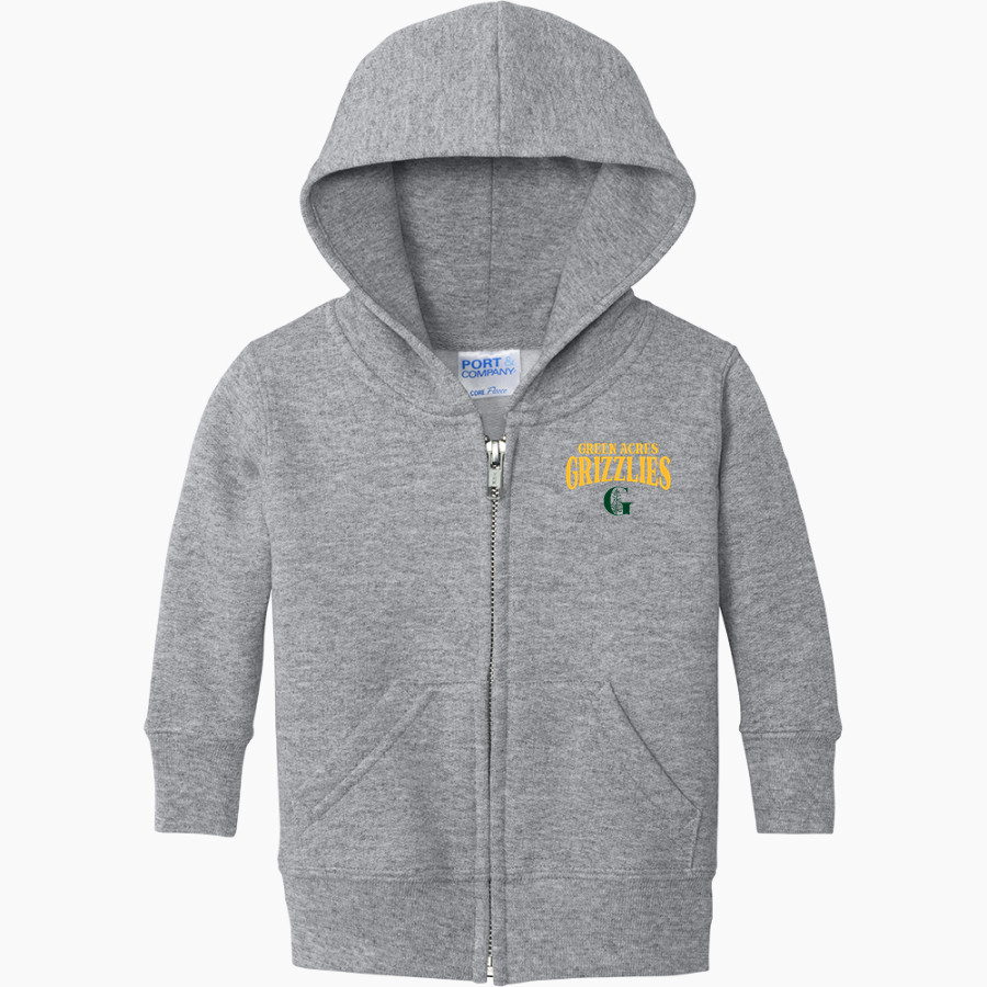 Green Acres Grizzlies <span class="pdp-name-mascot">Green Acres School Grizzlies</span> Port & Company Infant Core Fleece Full-Zip Hooded Sweatshirt