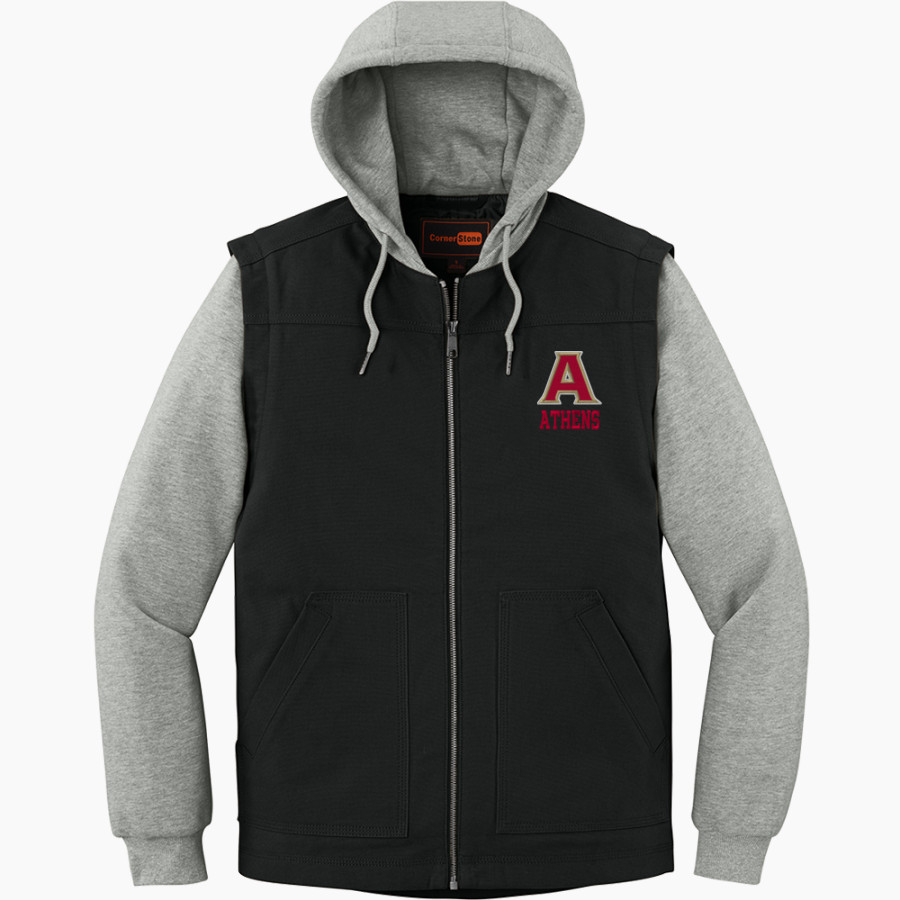 ATHENS HIGH SCHOOL RED HAWKS <span class="pdp-name-mascot">ATHENS RED HAWKS</span> CornerStone Men's Duck Fleece Full-Zip Hooded Jacket