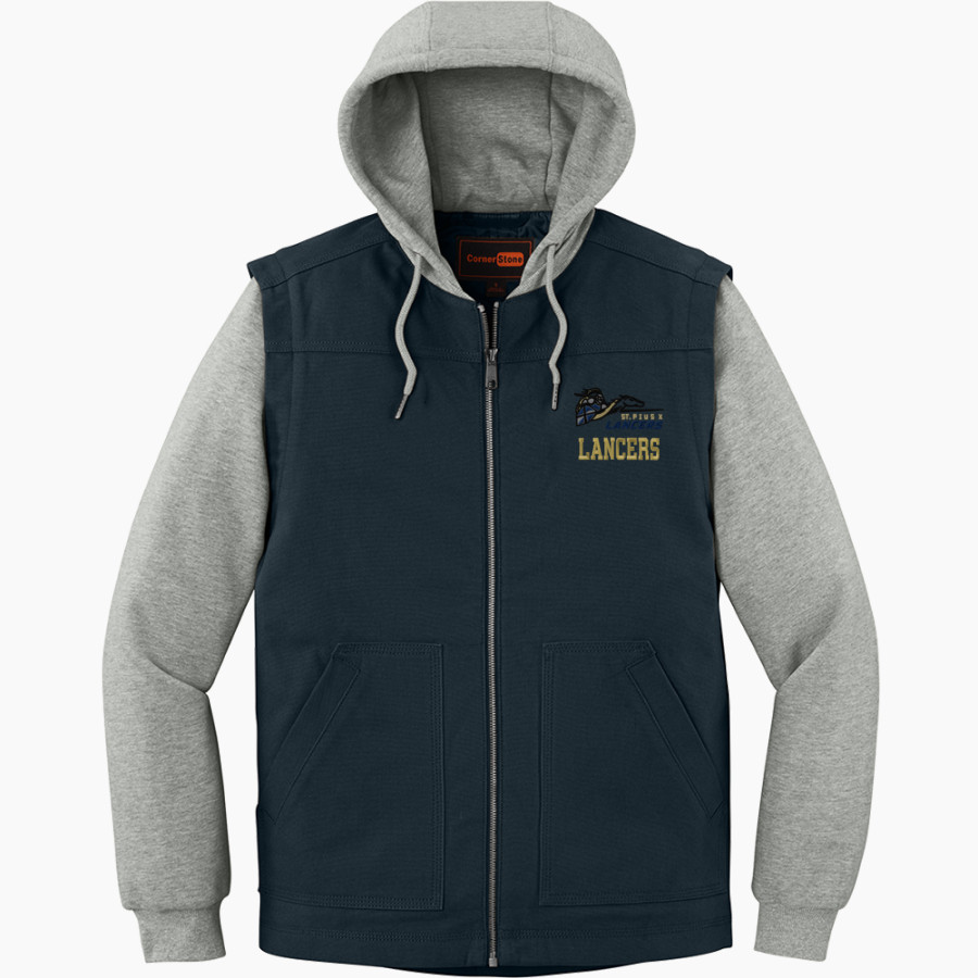 St. PIUS X HIGH SCHOOL LANCERS <span class="pdp-name-mascot">SAINT PIUS X LANCERS</span> CornerStone Men's Duck Fleece Full-Zip Hooded Jacket