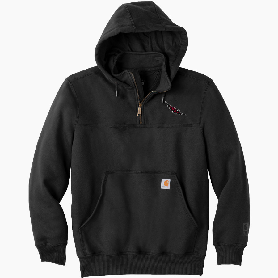 Browns River Falcons Carhartt Men's Rain Defender Paxton Heavyweight Hooded Zip Mock Sweatshirt