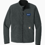 Whitefish Bay Blue Dukes Carhartt Men's Textured Full-Zip Fleece Jacket Front Thumbnail