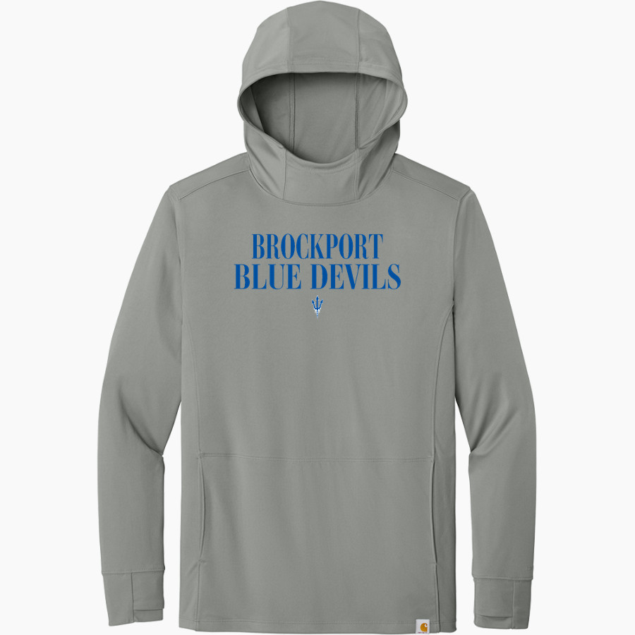 BROCKPORT BLUE DEVILS The Official Online Store <span class="pdp-name-mascot">BROCKPORT BLUE DEVILS</span> Carhartt Men's Force Sun Defender Long Sleeve Hooded T-Shirt