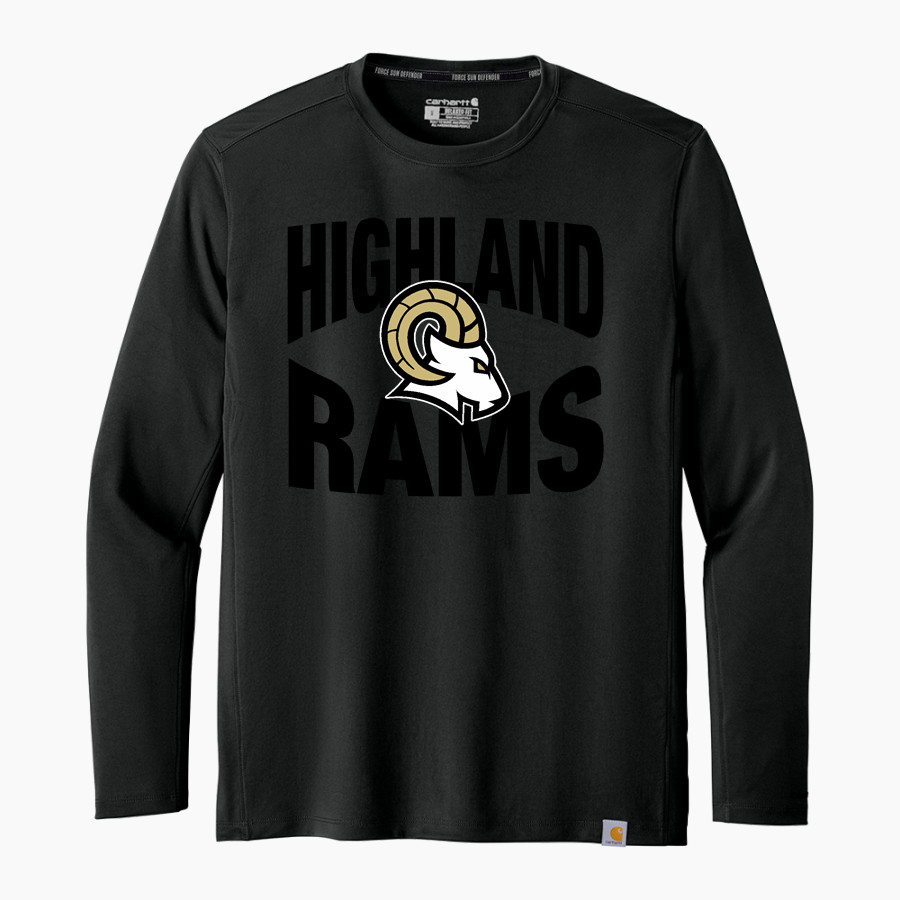 HIGHLAND HIGH SCHOOL RAMS <span class="pdp-name-mascot">HIGHLAND RAMS</span> Carhartt Men's Force Sun Defender Long Sleeve T-Shirt