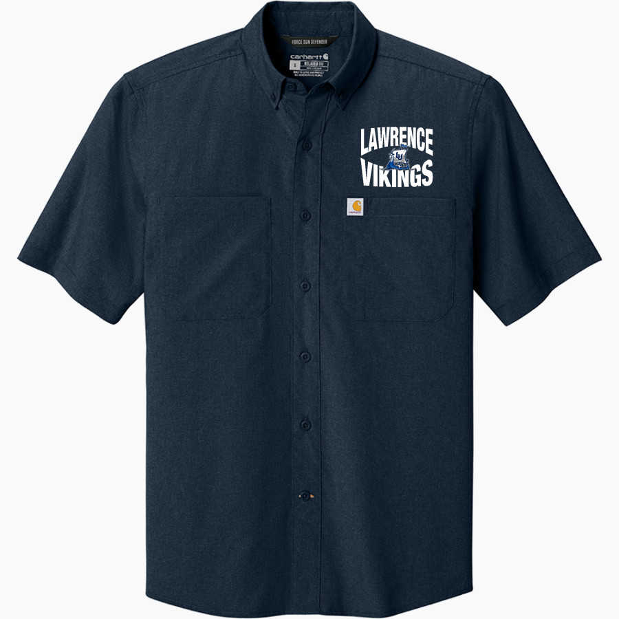 Lawrence University Vikings Online Store <span class="pdp-name-mascot">Lawrence</span> Carhartt Men's Force Sun Defender Short Sleeve Shirt