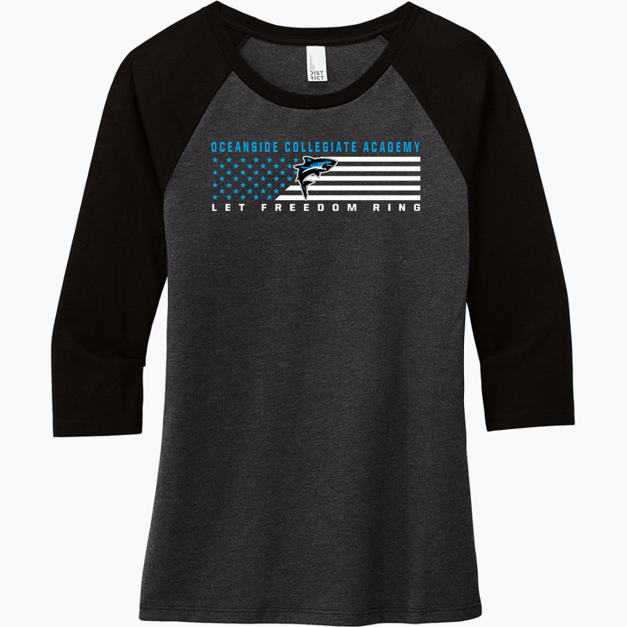 Oceanside Collegiate Academy Landsharks <span class="pdp-name-mascot">Oceanside Collegiate Academy Landsharks</span> District Women's Perfect Tri 3/4-Sleeve Raglan