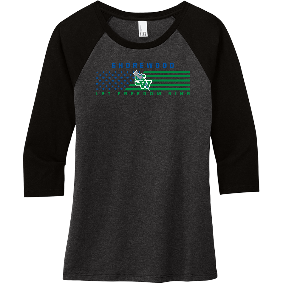 SHOREWOOD HIGH SCHOOL STORMRAYS <span class="pdp-name-mascot">SHOREWOOD THUNDERBIRDS</span> District Women's Perfect Tri 3/4-Sleeve Raglan