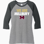 MILLBURY SR HIGH SCHOOL WOOLIES <span class="pdp-name-mascot">MILLBURY MEMORIAL WOOLIES</span> District Women's Perfect Tri 3/4-Sleeve Raglan Front Thumbnail