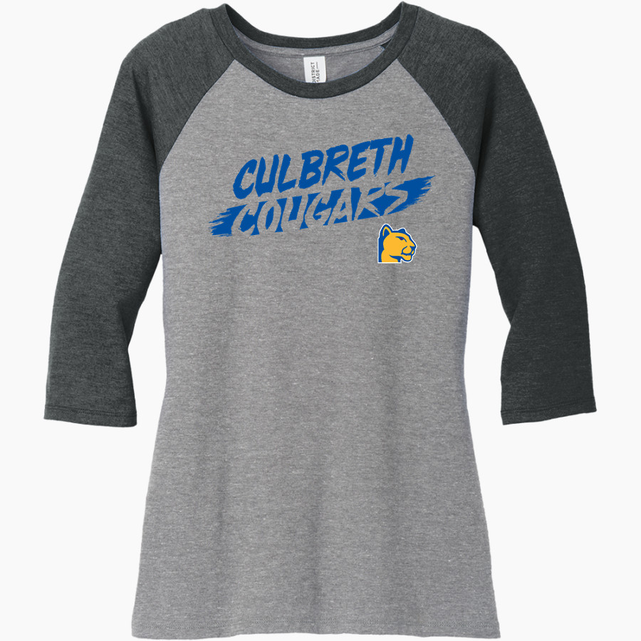 CULBRETH Cougars <span class="pdp-name-mascot">GREY CULBRETH MIDDLE SCHOOL Cougars</span> District Women's Perfect Tri 3/4-Sleeve Raglan