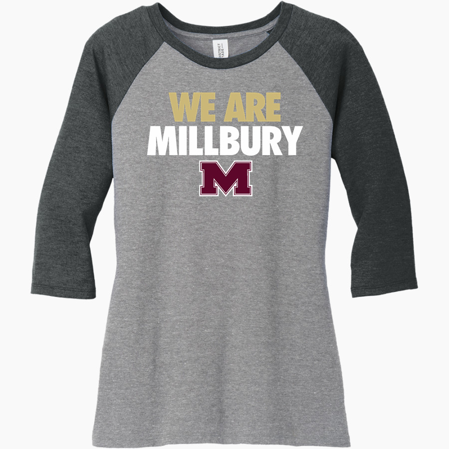 MILLBURY SR HIGH SCHOOL WOOLIES <span class="pdp-name-mascot">MILLBURY MEMORIAL WOOLIES</span> District Women's Perfect Tri 3/4-Sleeve Raglan