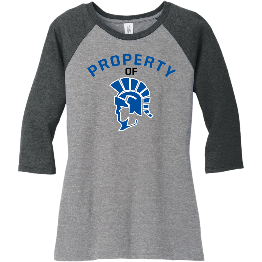 PLAINWELL HIGH SCHOOL TROJANS <span class="pdp-name-mascot">PLAINWELL TROJANS</span> District Women's Perfect Tri 3/4-Sleeve Raglan