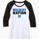 WELCH HIGH SCHOOL WILDCATS District Women's Perfect Tri 3/4-Sleeve Raglan Front Thumbnail