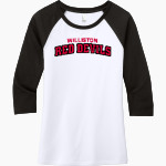 WILLISTON HIGH SCHOOL RED DEVILS District Women's Perfect Tri 3/4-Sleeve Raglan Front Thumbnail