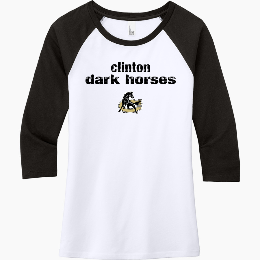 Clinton Dark Horses <span class="pdp-name-mascot">Clinton Dark Horses</span> District Women's Perfect Tri 3/4-Sleeve Raglan