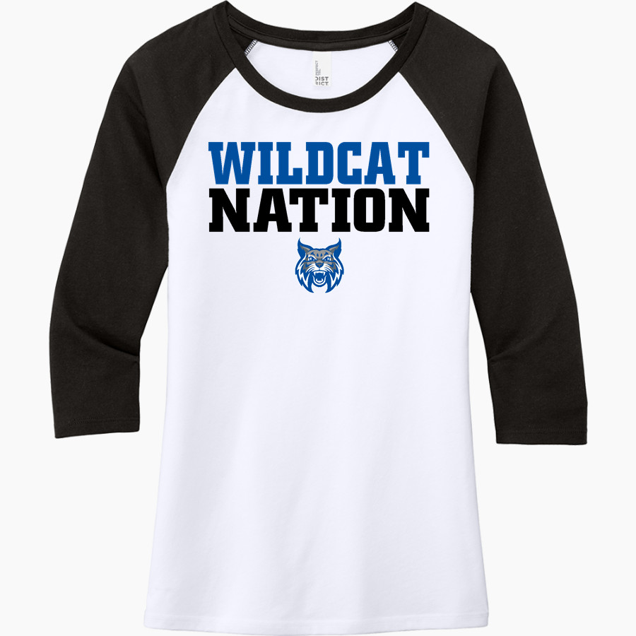 WELCH HIGH SCHOOL WILDCATS District Women's Perfect Tri 3/4-Sleeve Raglan