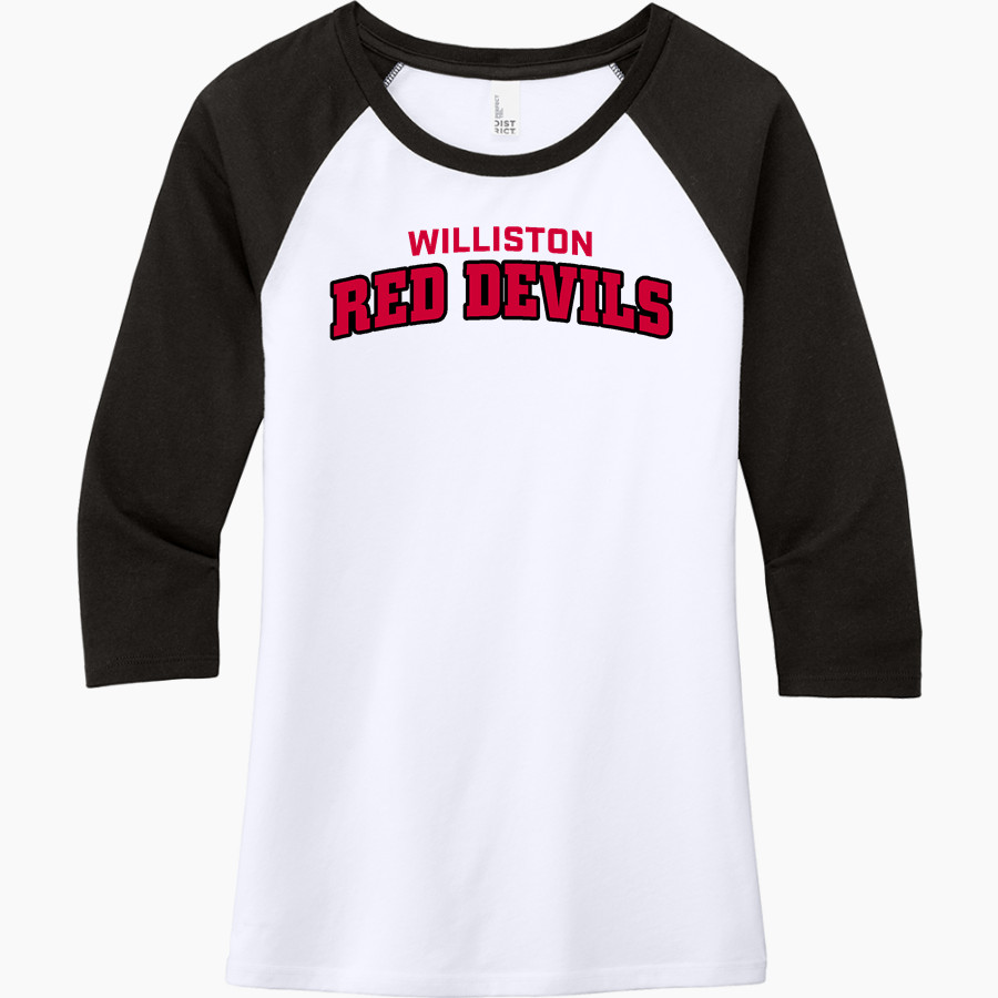 WILLISTON HIGH SCHOOL RED DEVILS District Women's Perfect Tri 3/4-Sleeve Raglan