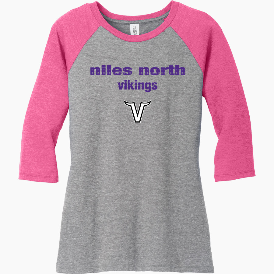Niles North Vikings District Women's Perfect Tri 3/4-Sleeve Raglan