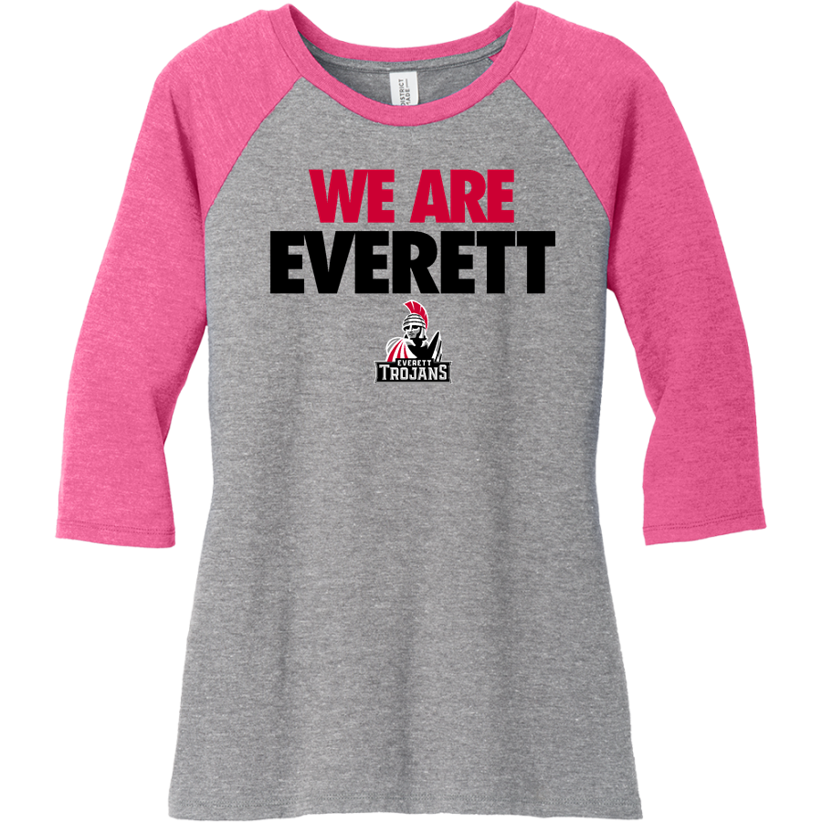Everett Trojan <span class="pdp-name-mascot">Everett Trojans</span> District Women's Perfect Tri 3/4-Sleeve Raglan