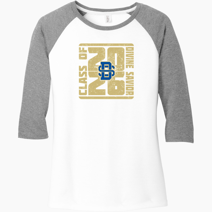 Divine Savior Academy Sharks District Women's Perfect Tri 3/4-Sleeve Raglan