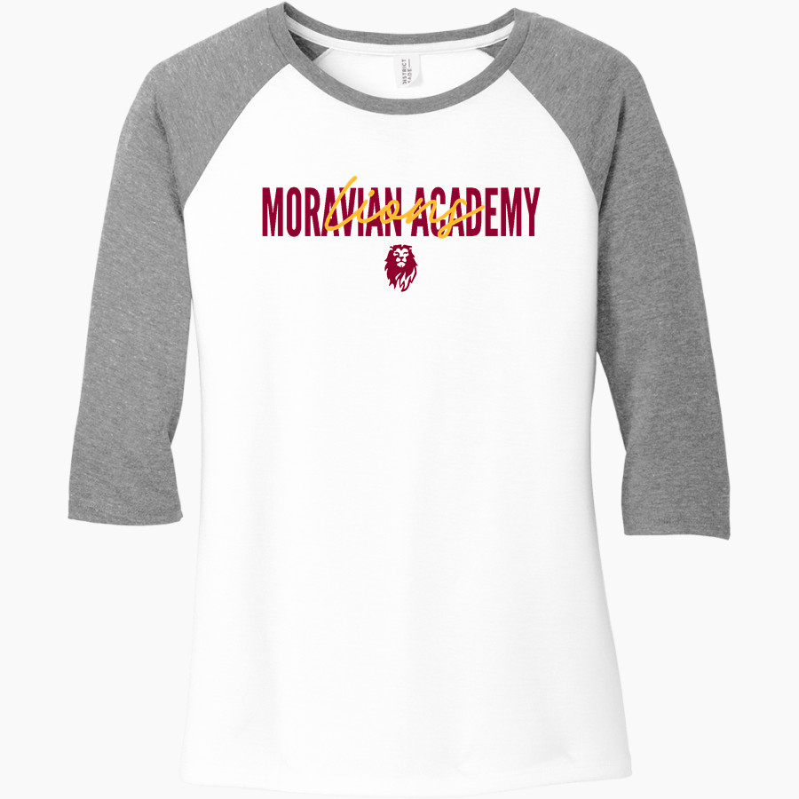 MORAVIAN ACADEMY LIONS <span class="pdp-name-mascot">MORAVIAN ACADEMY LIONS</span> District Women's Perfect Tri 3/4-Sleeve Raglan