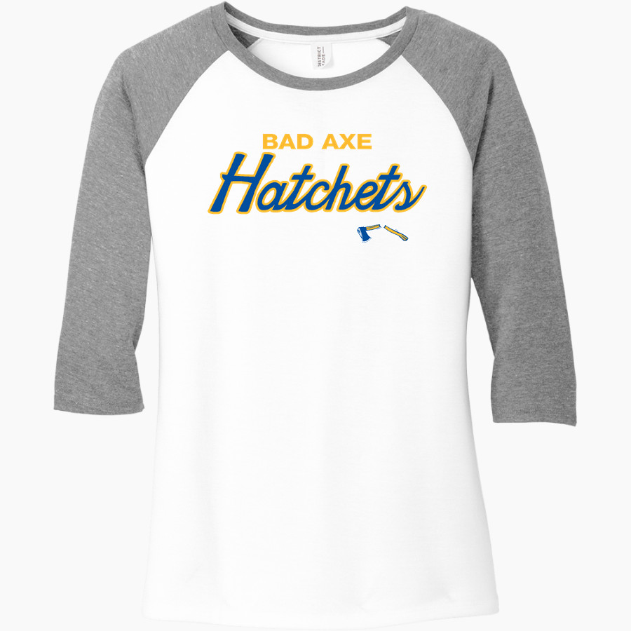 BAD AXE HIGH SCHOOL HATCHETS <span class="pdp-name-mascot">BAD AXE HATCHETS</span> District Women's Perfect Tri 3/4-Sleeve Raglan