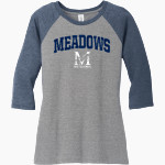 Meadows School The Official Store of the Mustangs <span class="pdp-name-mascot">Meadows School Mustangs</span> District Women's Perfect Tri 3/4-Sleeve Raglan Front Thumbnail