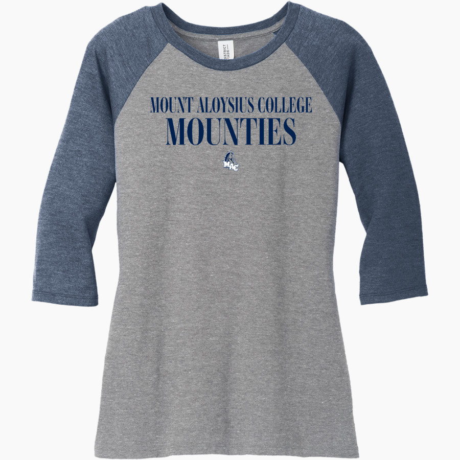 Mount Aloysius College Mounties District Women's Perfect Tri 3/4-Sleeve Raglan