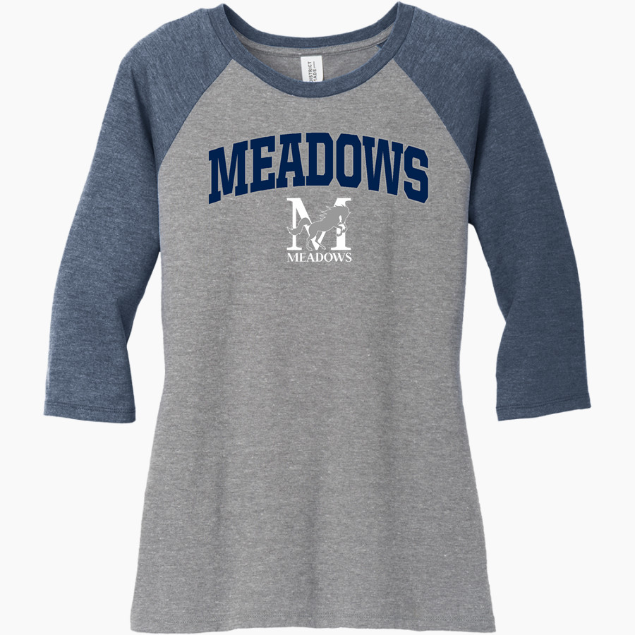 Meadows School The Official Store of the Mustangs <span class="pdp-name-mascot">Meadows School Mustangs</span> District Women's Perfect Tri 3/4-Sleeve Raglan