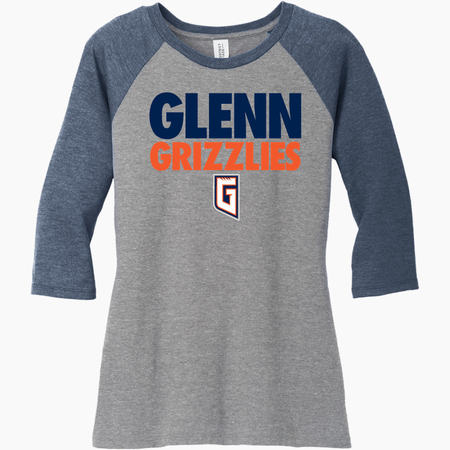 Glenn Grizzlies <span class="pdp-name-mascot">Tom Glenn Grizzlies</span> District Women's Perfect Tri 3/4-Sleeve Raglan