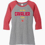 PURCELL MARIAN CAVALIERS official sideline store District Women's Perfect Tri 3/4-Sleeve Raglan Front Thumbnail