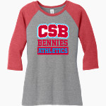 COLLEGE OF ST BENEDICT Bennies <span class="pdp-name-mascot">COLLEGE OF ST BENEDICT</span> District Women's Perfect Tri 3/4-Sleeve Raglan Front Thumbnail