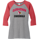 Eleva-Strum Cardinals <span class="pdp-name-mascot">Eleva-Strum Cardinals</span> District Women's Perfect Tri 3/4-Sleeve Raglan Front Thumbnail