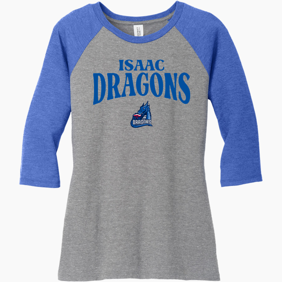 ISAAC Dragons District Women's Perfect Tri 3/4-Sleeve Raglan