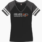 Shark Research & Conservation The Official Online Store District Women's Game V-Neck T-Shirt Front Thumbnail