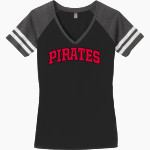 PECK COMMUNITY Pirates <span class="pdp-name-mascot">PECK COMMUNITY SCHOOLS Pirates</span> District Women's Game V-Neck T-Shirt Front Thumbnail