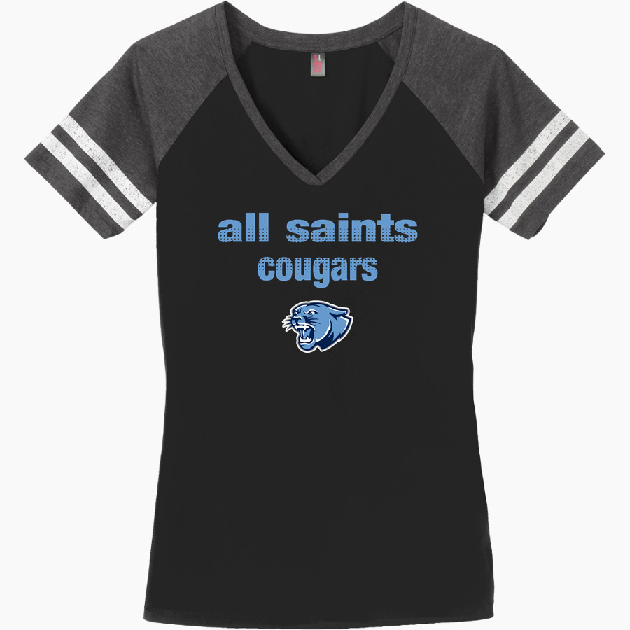 ALL SAINTS CATHOLIC HIGH SCHOOL COUGARS District Women's Game V-Neck T-Shirt