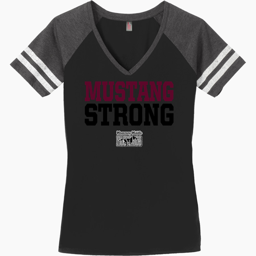 Monocacy Mustangs <span class="pdp-name-mascot">Monocacy Middle School Mustangs</span> District Women's Game V-Neck T-Shirt