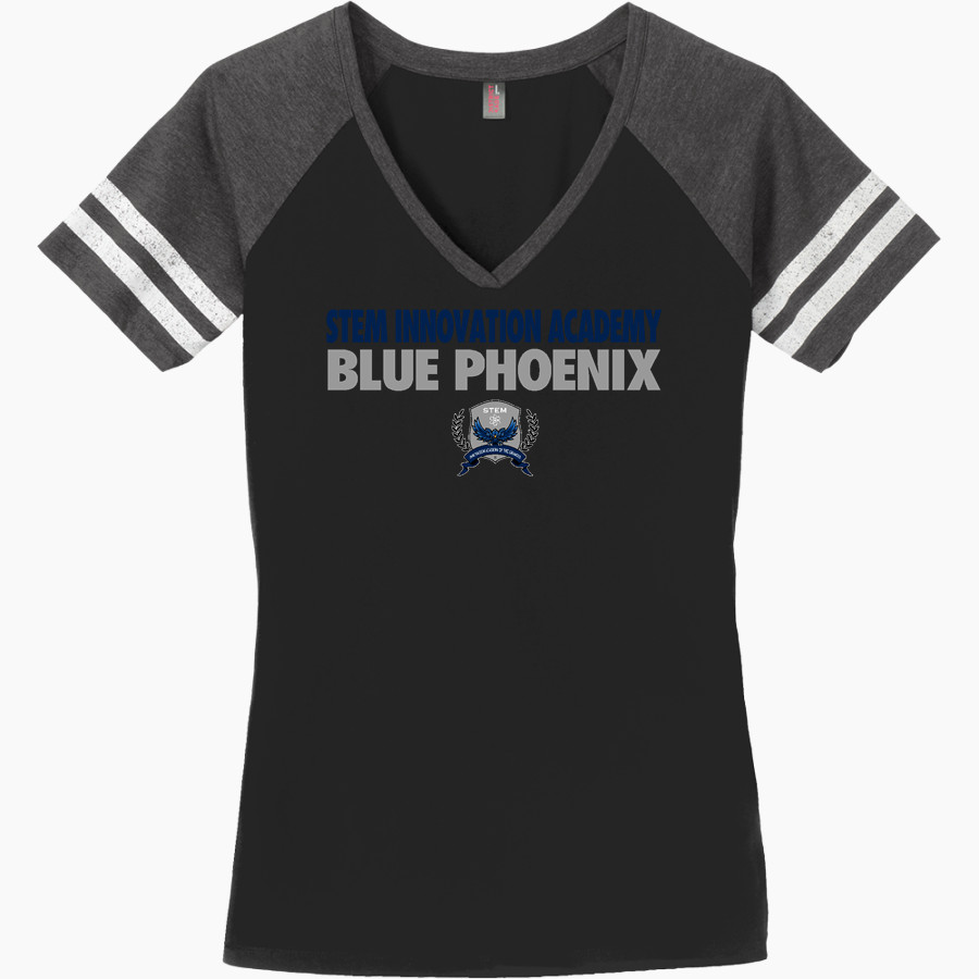 STEM Innovation Academy of the Oranges we rise together <span class="pdp-name-mascot">STEM Phoenix</span> District Women's Game V-Neck T-Shirt