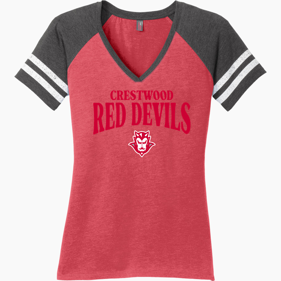 CRESTWOOD HIGH SCHOOL RED DEVILS <span class="pdp-name-mascot">CRESTWOOD RED DEVILS</span> District Women's Game V-Neck T-Shirt