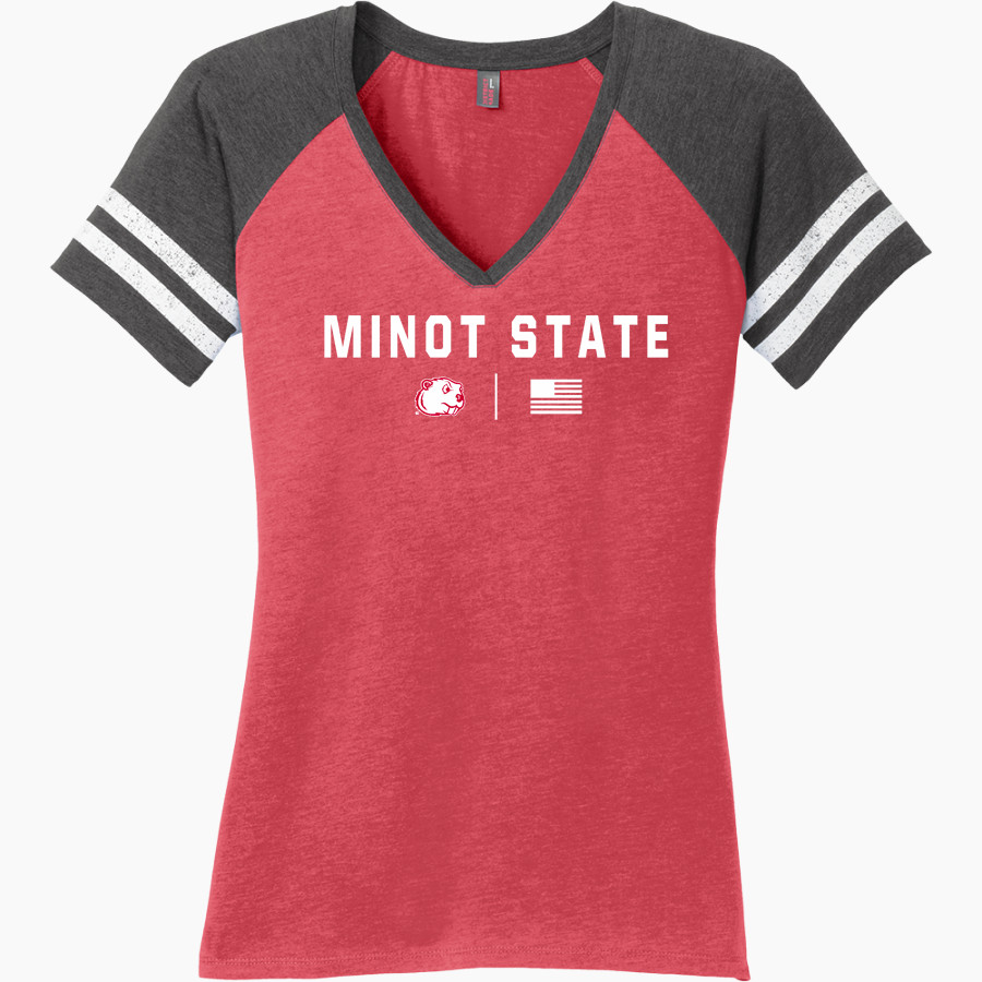 Minot State Beavers District Women's Game V-Neck T-Shirt